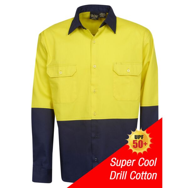 HI-VIS COTTON DRILL LONG SLEEVE SHIRT Thumbnail