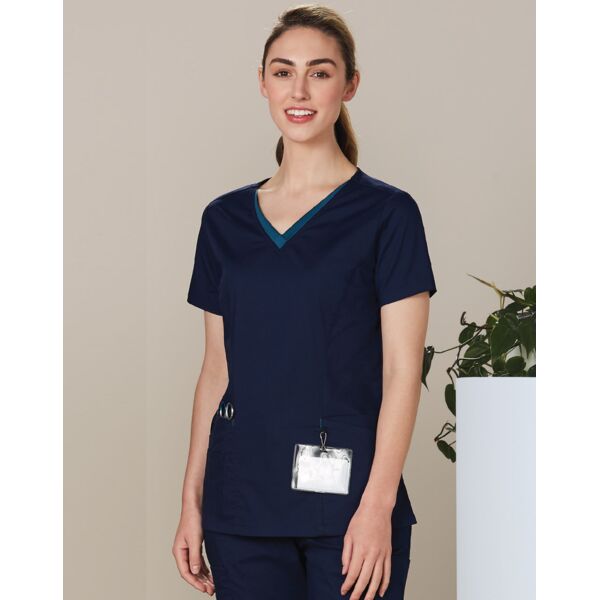 Shiny LADIES V-NECK CONTRAST TRIM SCRUB TOP M7660 LADIES V-NECK CONTRAST TRIM SCRUB TOP Thumbnail